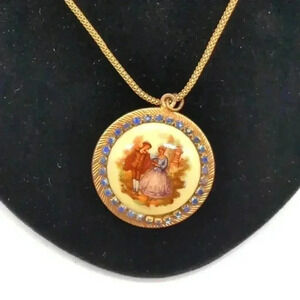 Vintage Estate Jewelry West German Rococo necklace ceramic needs minor repair